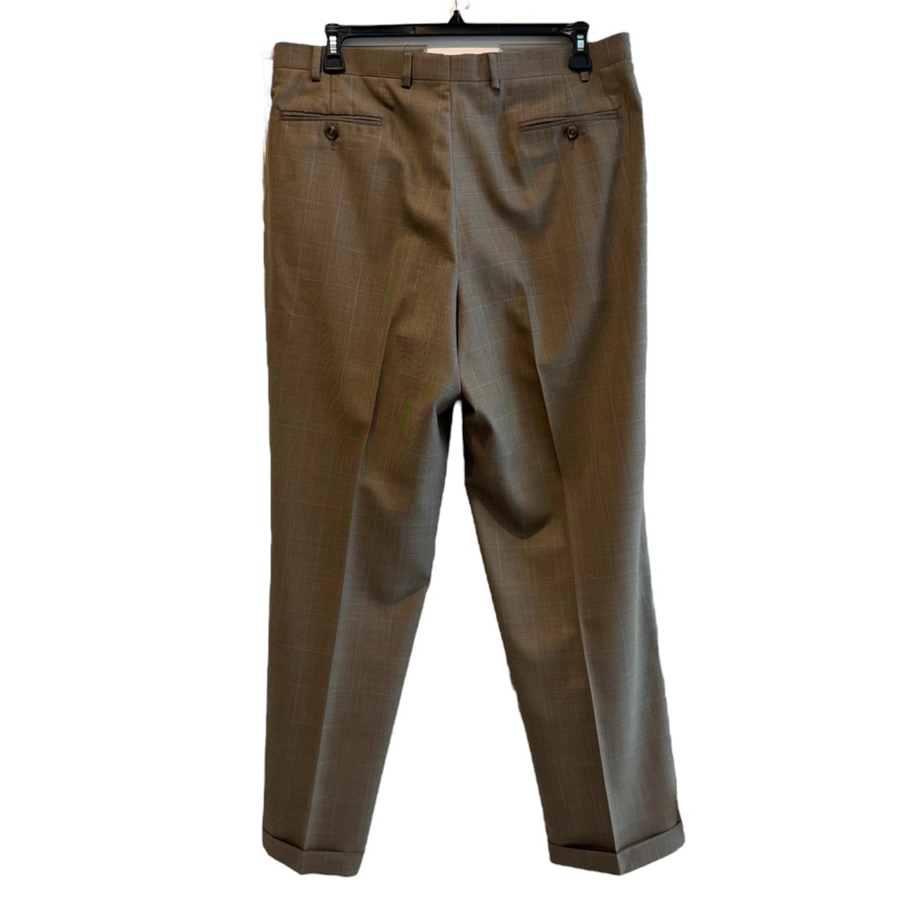 Ralph Lauren Dress Pants Pleated Front Cuffed Hem‎ Brown w/ Blue Pinstripe 38/32 - Picture 4 of 9